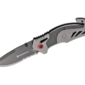 Smith and Wesson Rescue Grey Folding Knife - 3.27" Grey Plain Drop Point Blade