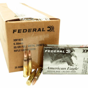 223 5.56x45 Ammo 55gr FMJ Federal American Eagle (XM193X) 500 Round Case